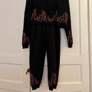 Bedazzled flame sweatshirt + sweatpants